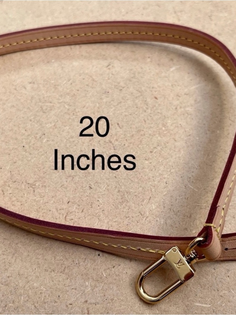Louis Vuitton Tan Wrist Strap with Burgundy Edge and Gold Hardware